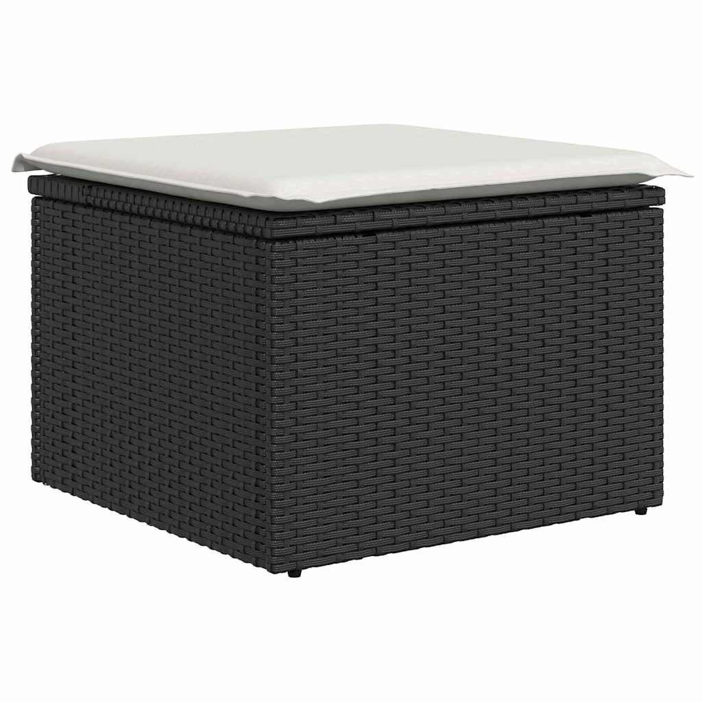 Garten-Sofa-Set mit Speicher 9 pcs Schwarz Poly Rattan